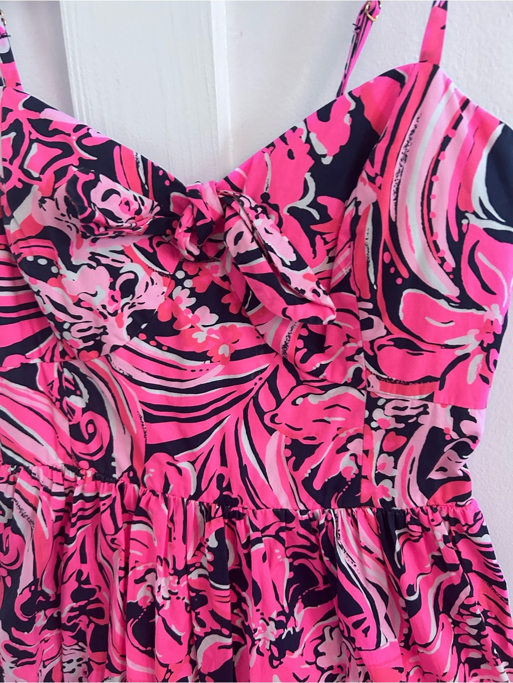 Lilly Pulitzer Adalia tiered dress Low Tide Navy Flirty Fins and Feathers - Picture 4 of 8